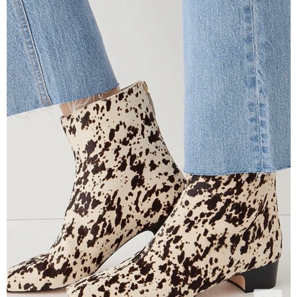 J Crew Roxie zip back Ankle Boots Calf hair, Snow Pony color,size 6 - Picture 2 of 5